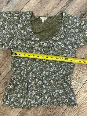 Women’s Blouse, Lucky Brand Green Floral Shirt, Size S